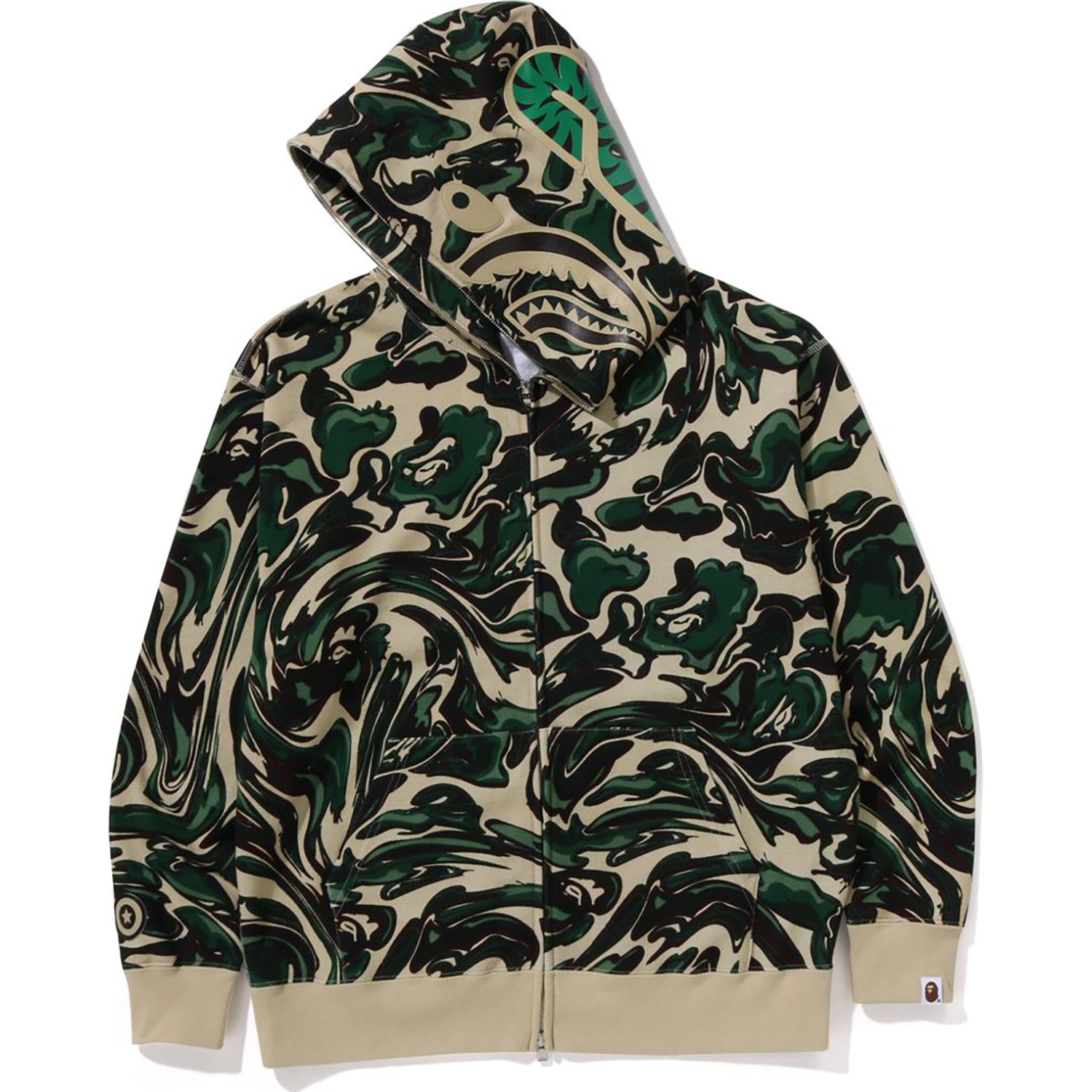 Оригінальна Marbling Camo Shark Relaxed Fit Full Zip Hoodie Mens A bathing ape – детальний вид