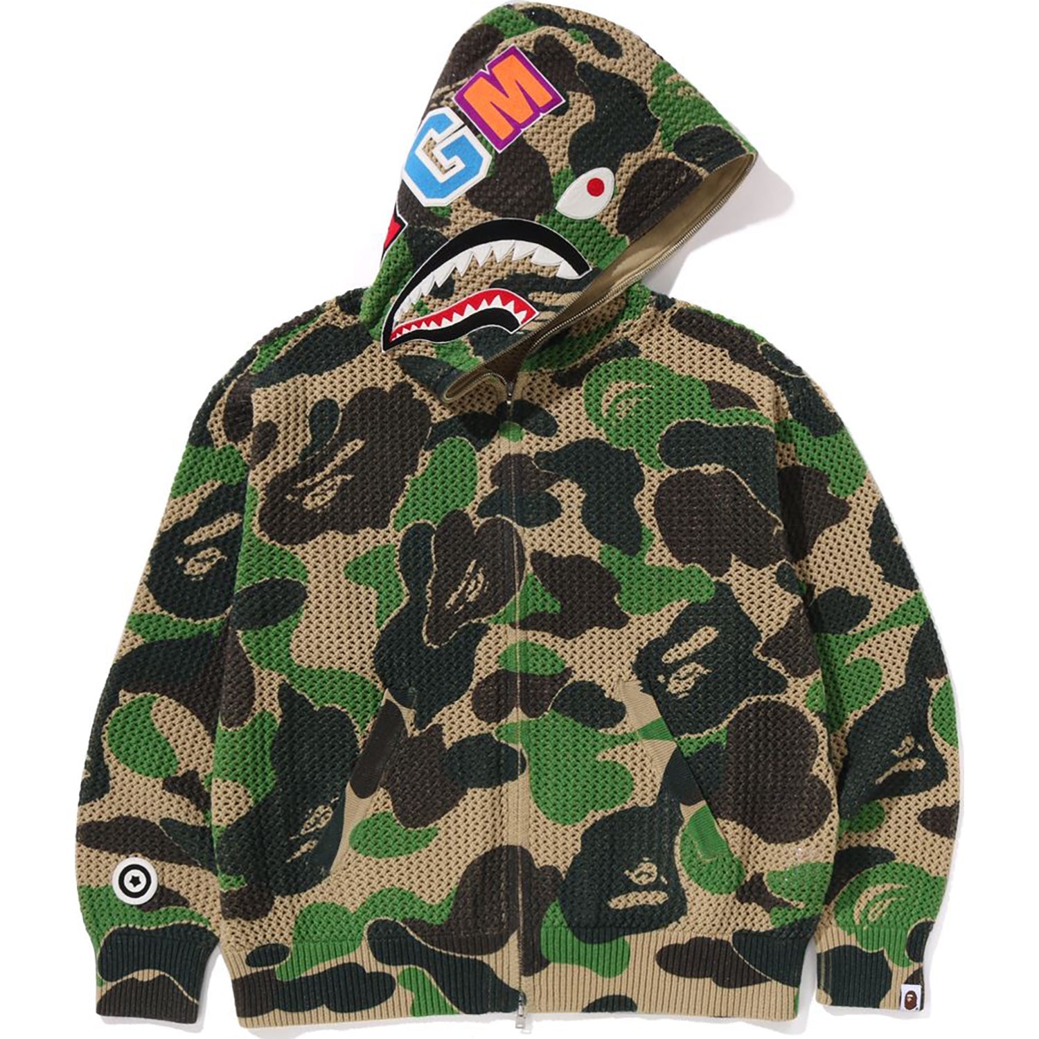 Abc Camo Crochet Relaxed Fit Shark Full Zip Hoodie Mens A bathing ape – Гарантія оригінальності – боковий вид