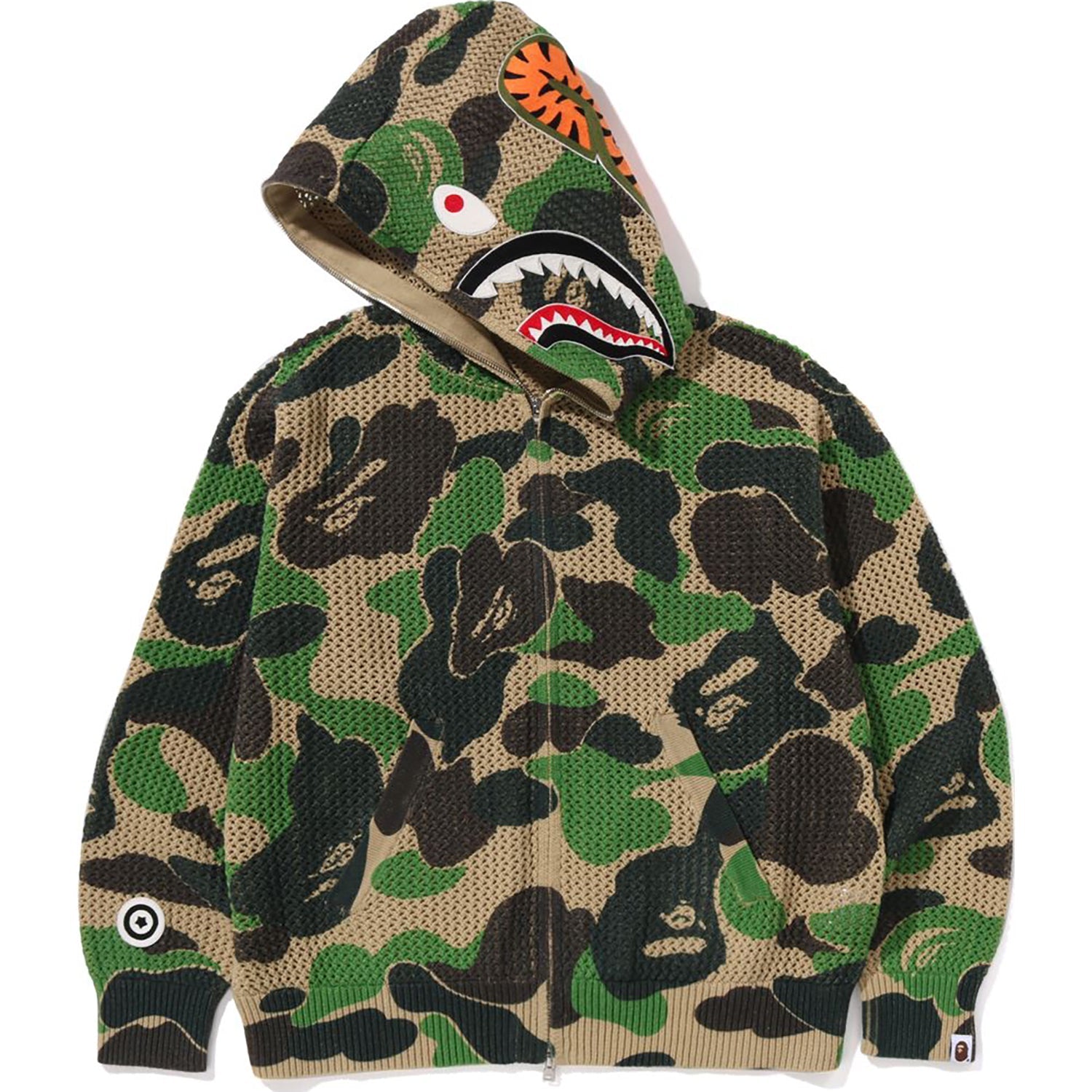 Abc Camo Crochet Relaxed Fit Shark Full Zip Hoodie Mens A bathing ape – Гарантія оригінальності – вид ззаду