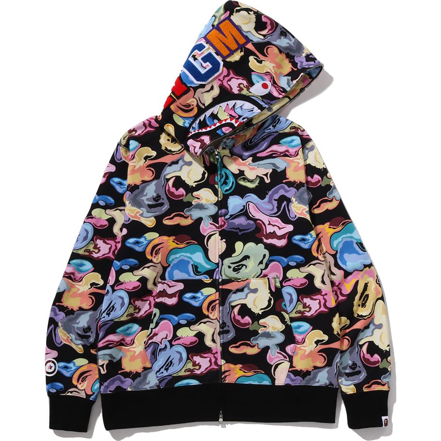 Art Camo Shark Full Zip Hoodie Mens A bathing ape – Гарантія оригінальності – боковий вид
