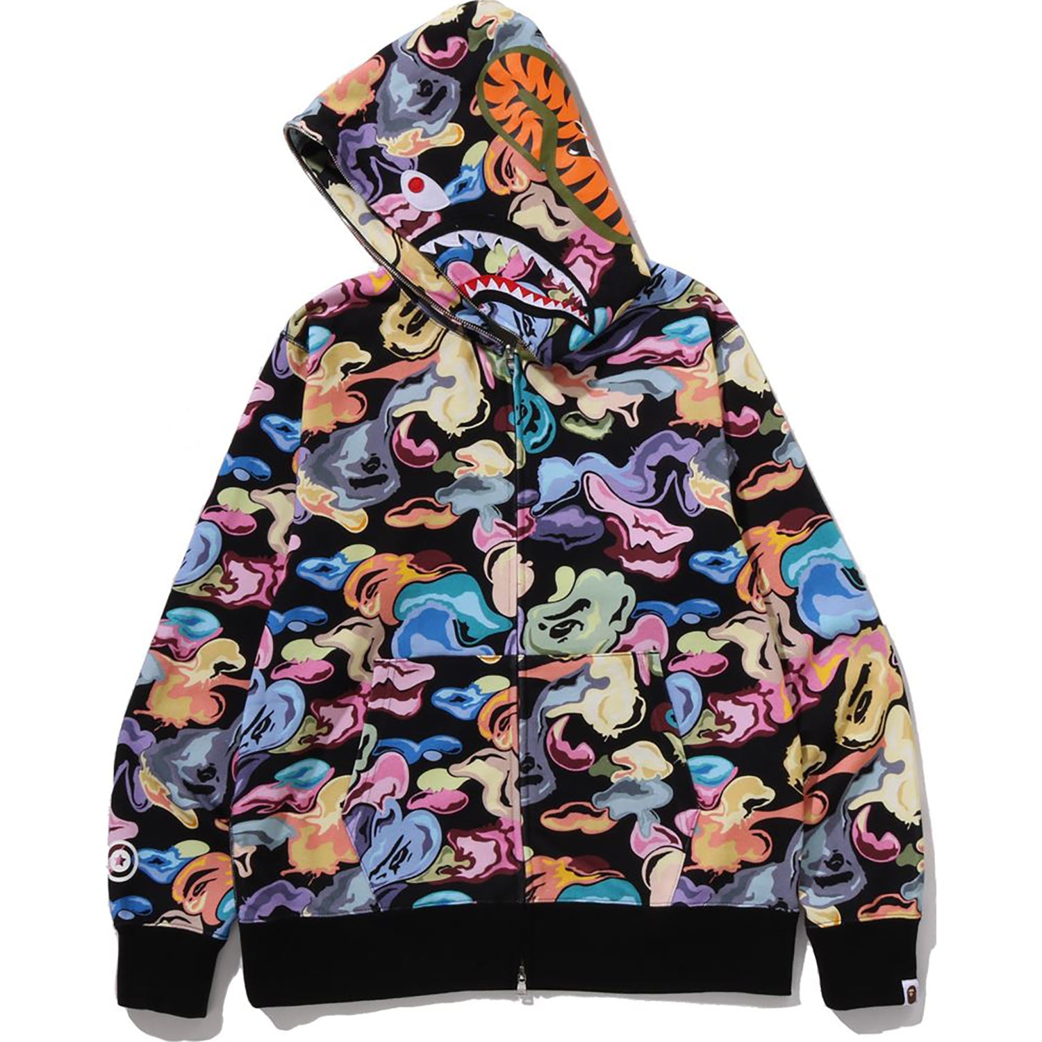 Art Camo Shark Full Zip Hoodie Mens A bathing ape – Гарантія оригінальності – вид ззаду