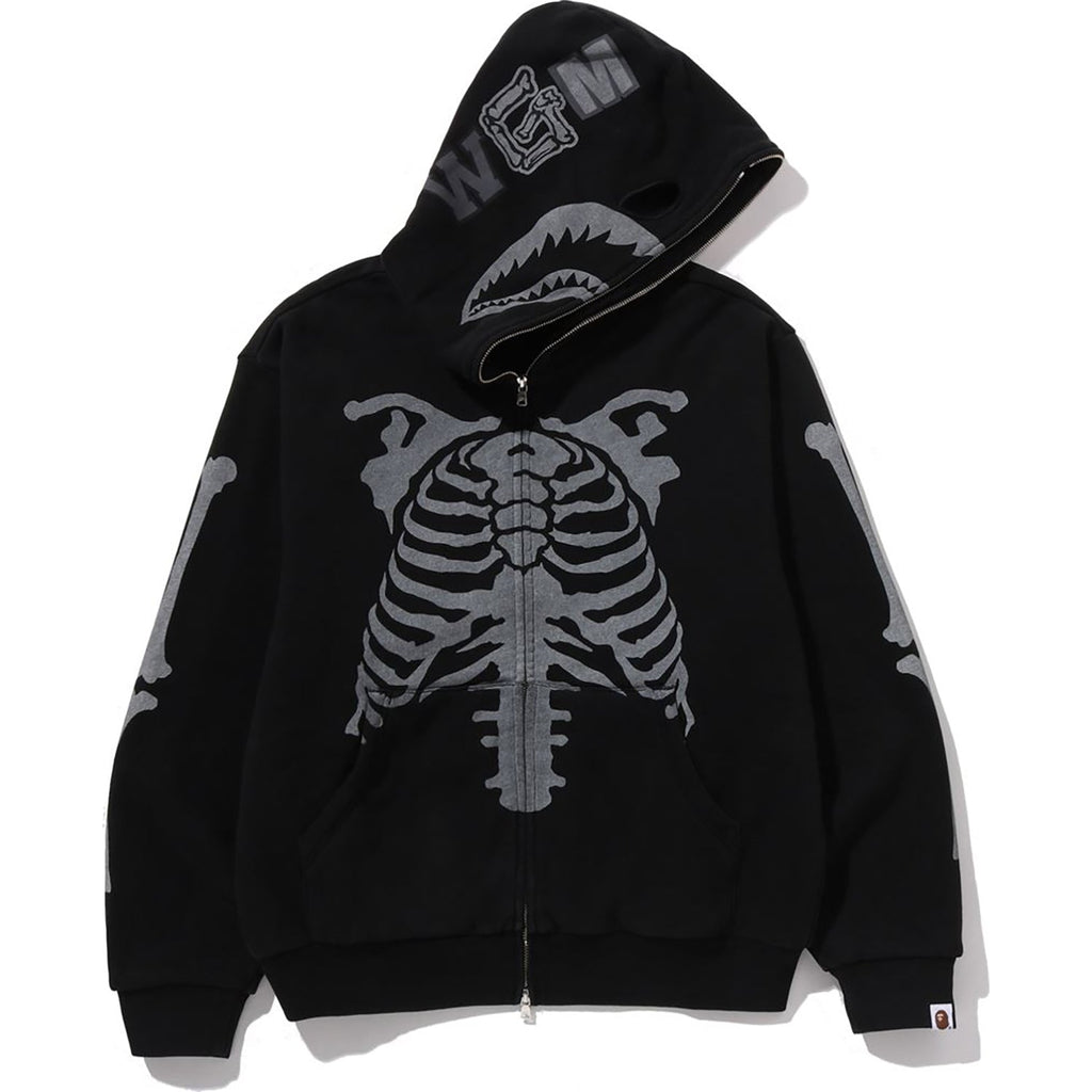 Skeleton Shark Heavy Washed Cropped Fit Full Zip Hoodie Mens A bathing ape оригінал – Купити в Україні – боковий вид