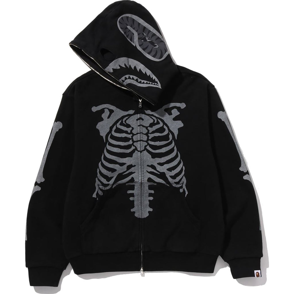 Skeleton Shark Heavy Washed Cropped Fit Full Zip Hoodie Mens A bathing ape оригінал – Купити в Україні – вид ззаду