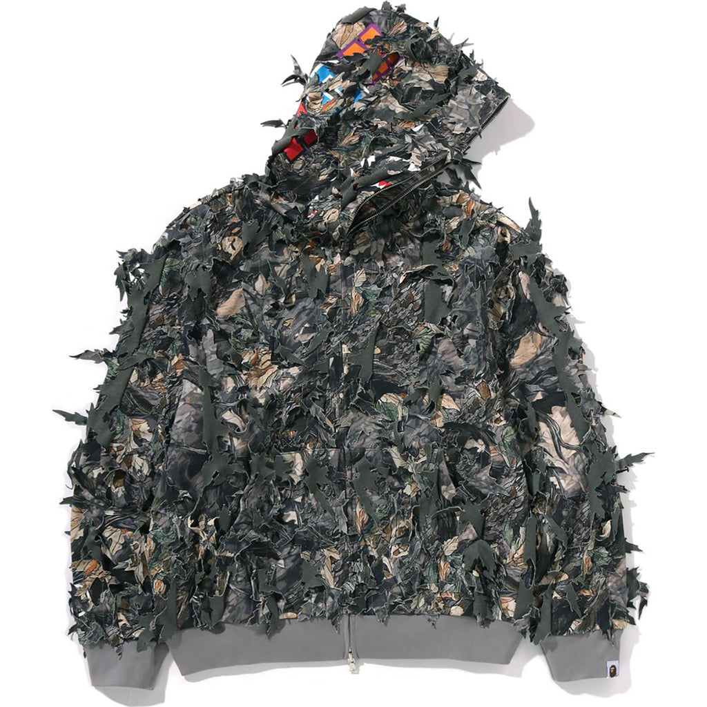 Tree Edge Camo Laser Cut Cropped Shark Full Zip Hoodie Ladies A bathing ape – Гарантія оригінальності – боковий вид