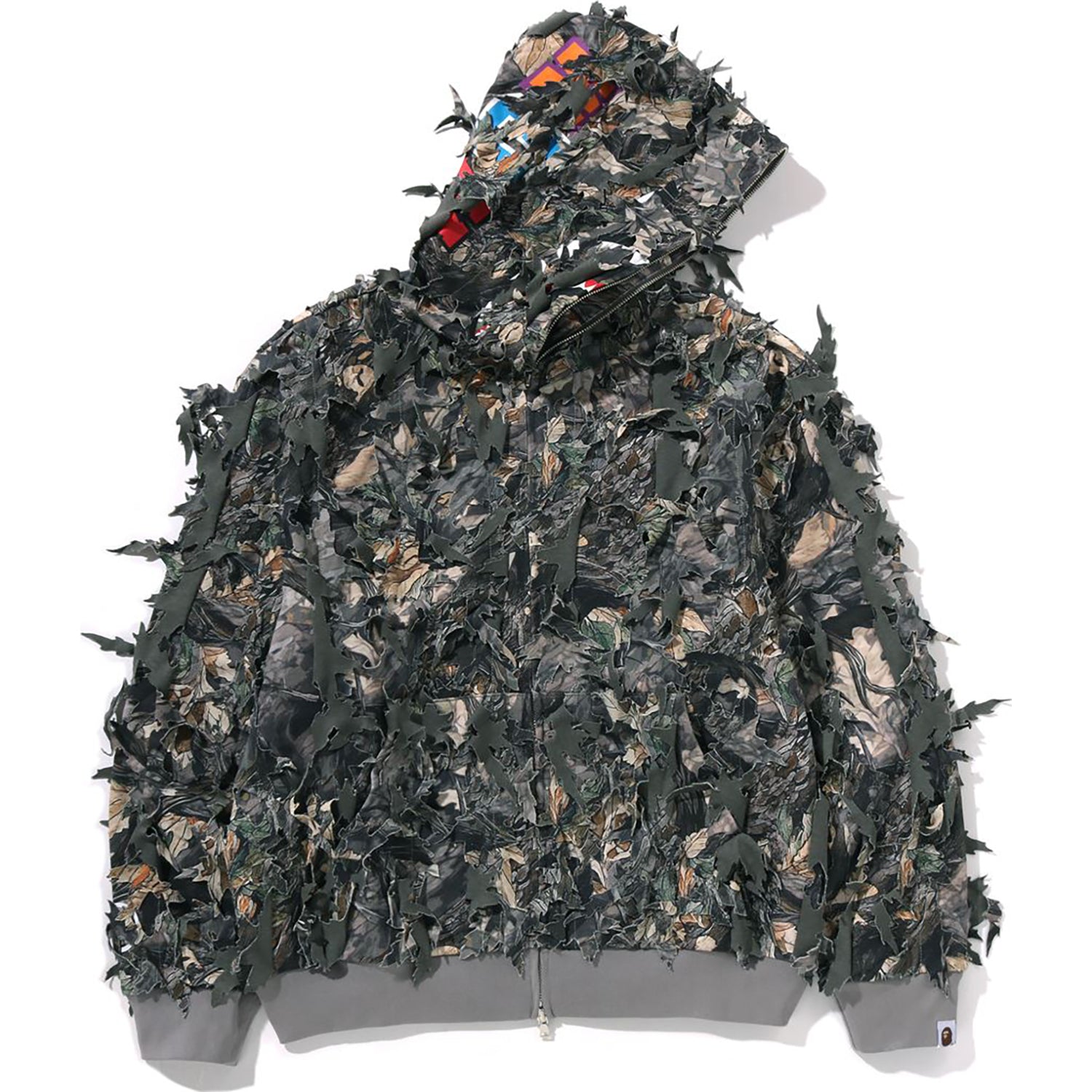 Tree Edge Camo Laser Cut Cropped Shark Full Zip Hoodie Ladies A bathing ape – Гарантія оригінальності – боковий вид