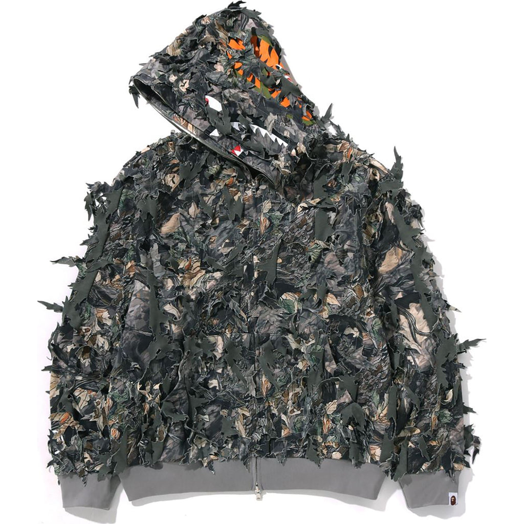 Tree Edge Camo Laser Cut Cropped Shark Full Zip Hoodie Ladies A bathing ape – Гарантія оригінальності – вид ззаду