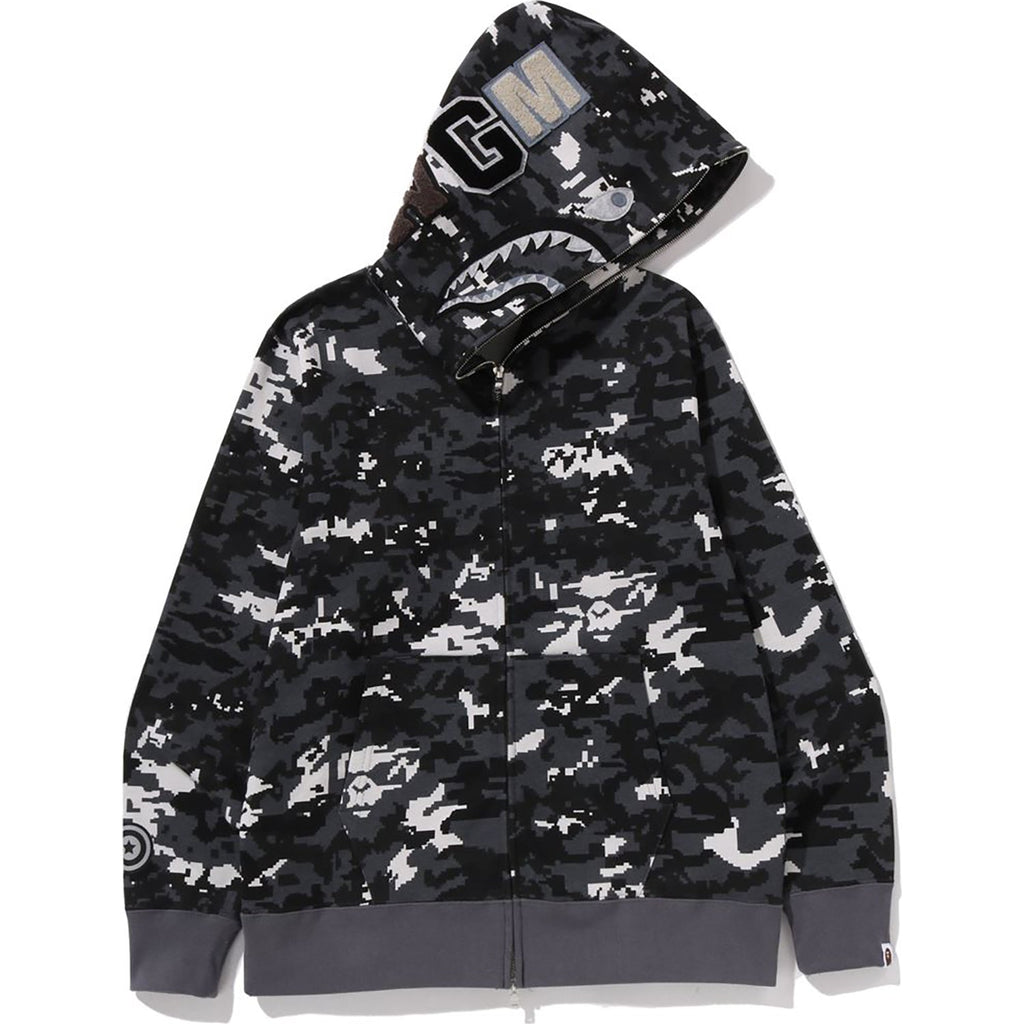 Multi Pixel Camo Shark Regular Fit Full Zip Hoodie Mens A bathing ape оригінал – Купити в Україні – боковий вид