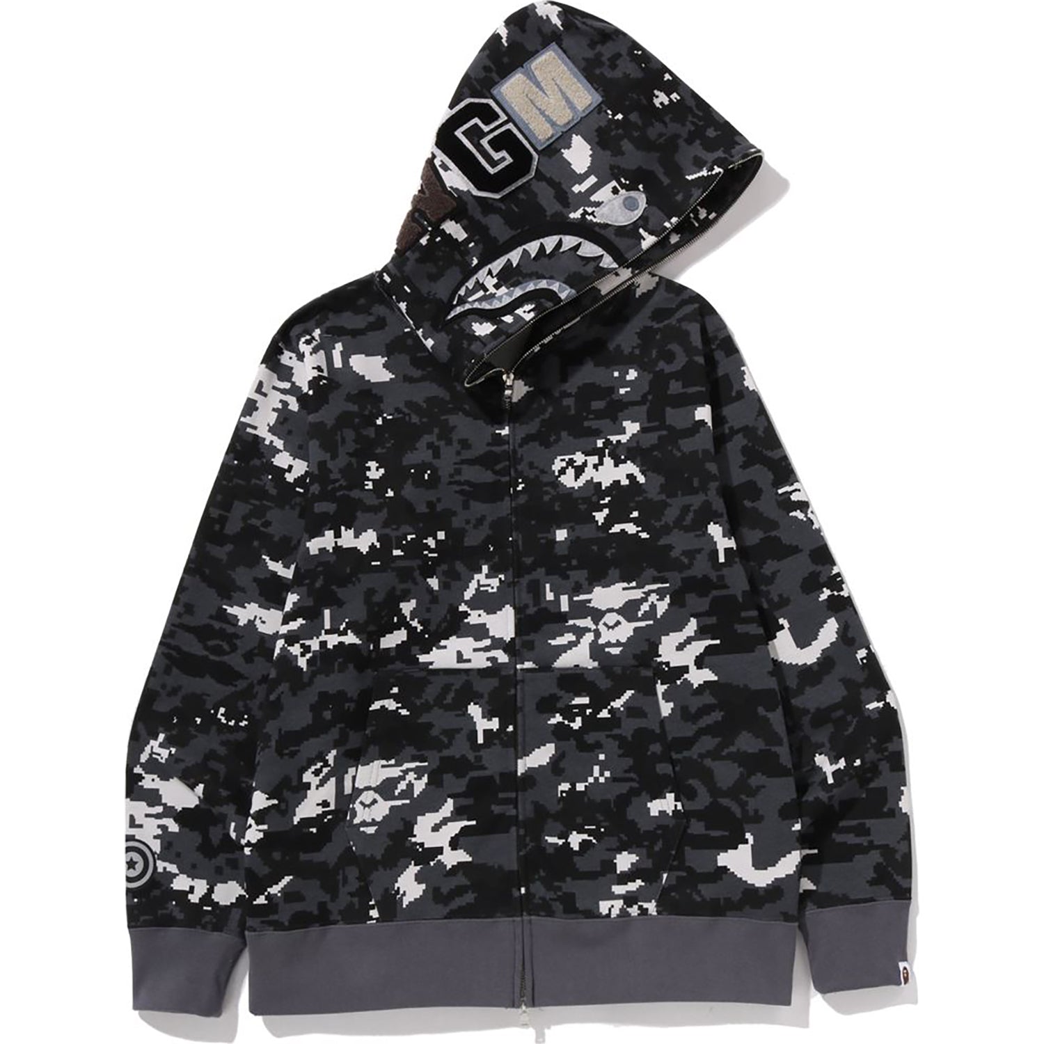 Multi Pixel Camo Shark Regular Fit Full Zip Hoodie Mens A bathing ape оригінал – Купити в Україні – боковий вид