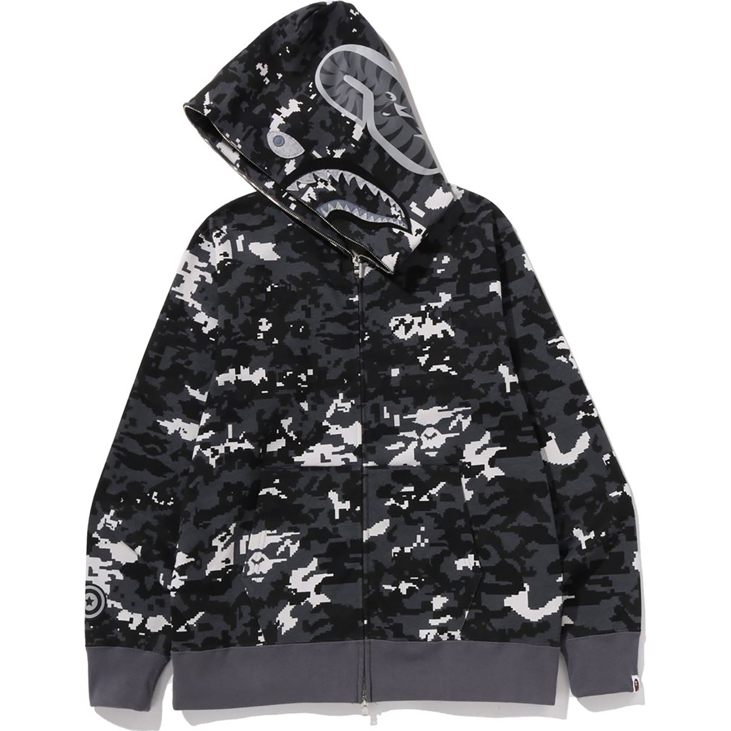 Multi Pixel Camo Shark Regular Fit Full Zip Hoodie Mens A bathing ape оригінал – Купити в Україні – вид ззаду