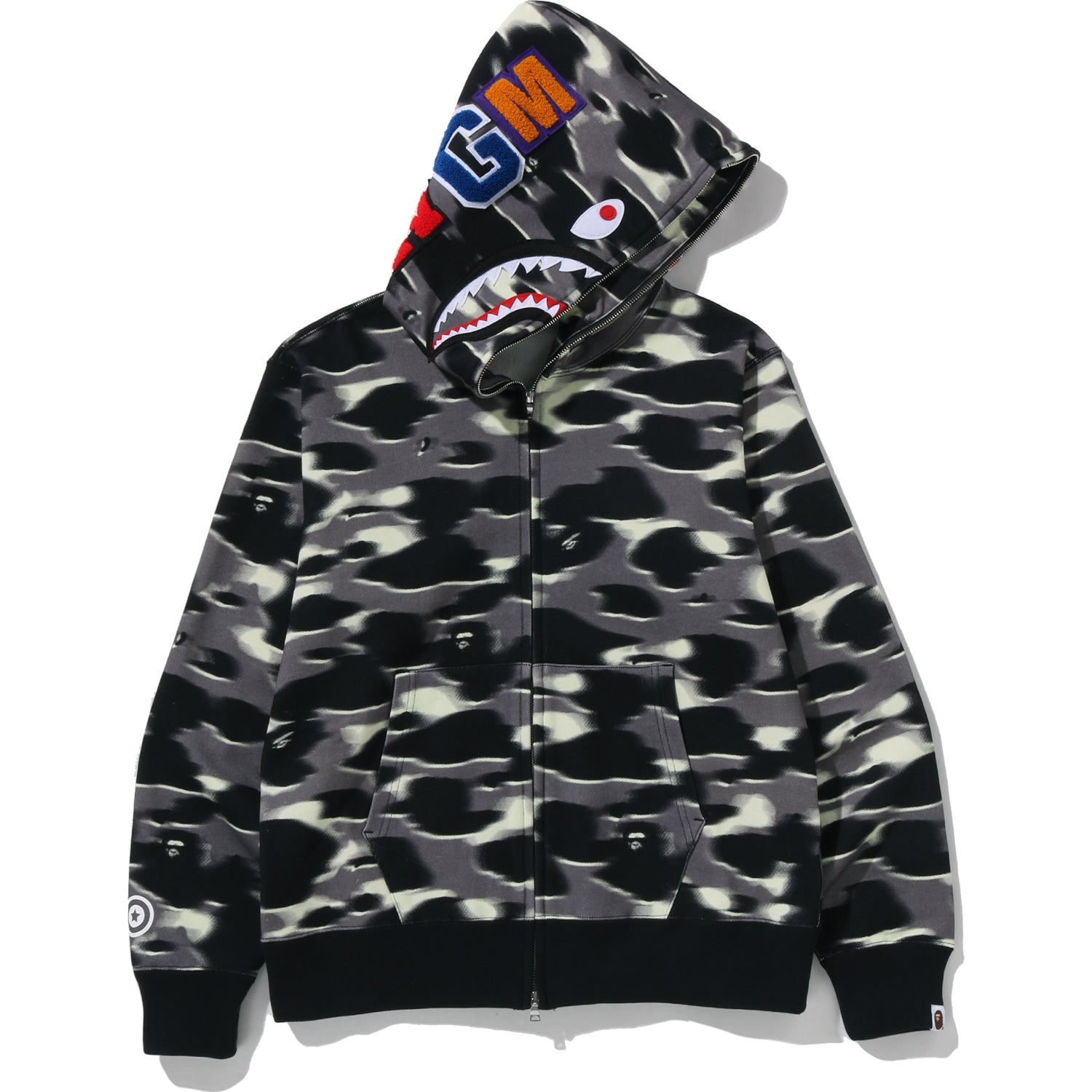 Screen Camo Shark Full Zip Hoodie Mens A bathing ape оригінал – Купити в Україні – боковий вид