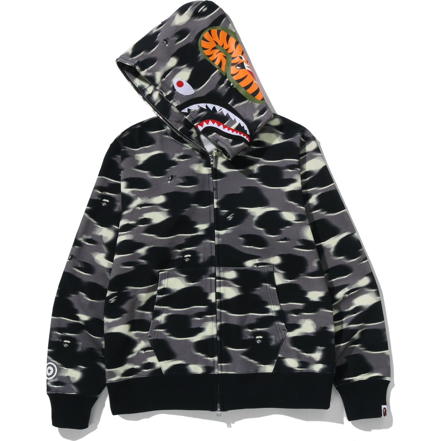 Screen Camo Shark Full Zip Hoodie Mens A bathing ape оригінал – Купити в Україні – вид ззаду