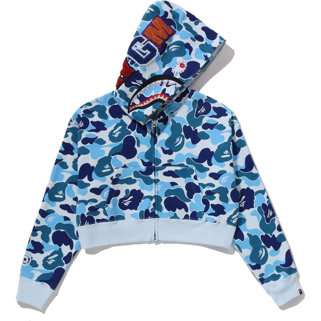 Оригінальна Abc Camo Crystal Stone Shark Cropped Full Zip Hoodie Ladies A bathing ape – боковий вид