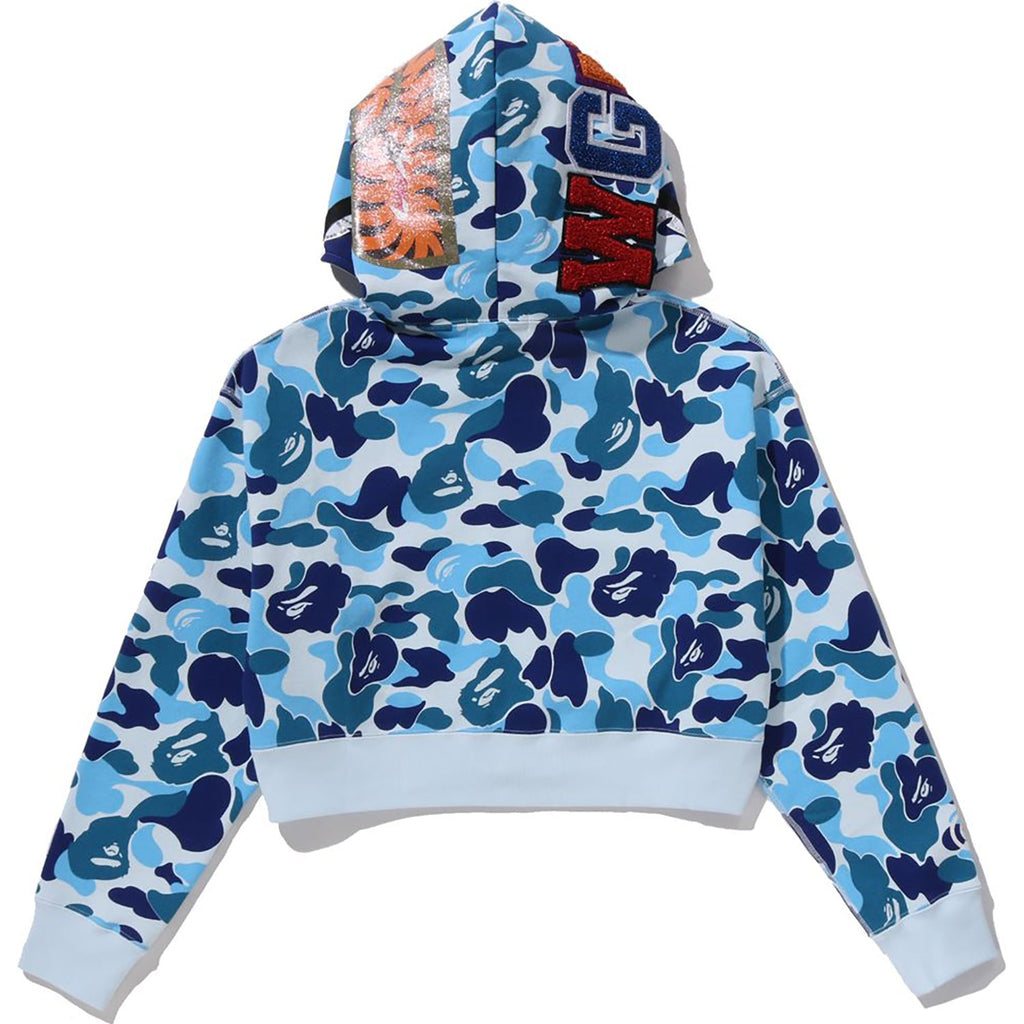 Оригінальна Abc Camo Crystal Stone Shark Cropped Full Zip Hoodie Ladies A bathing ape – вид ззаду