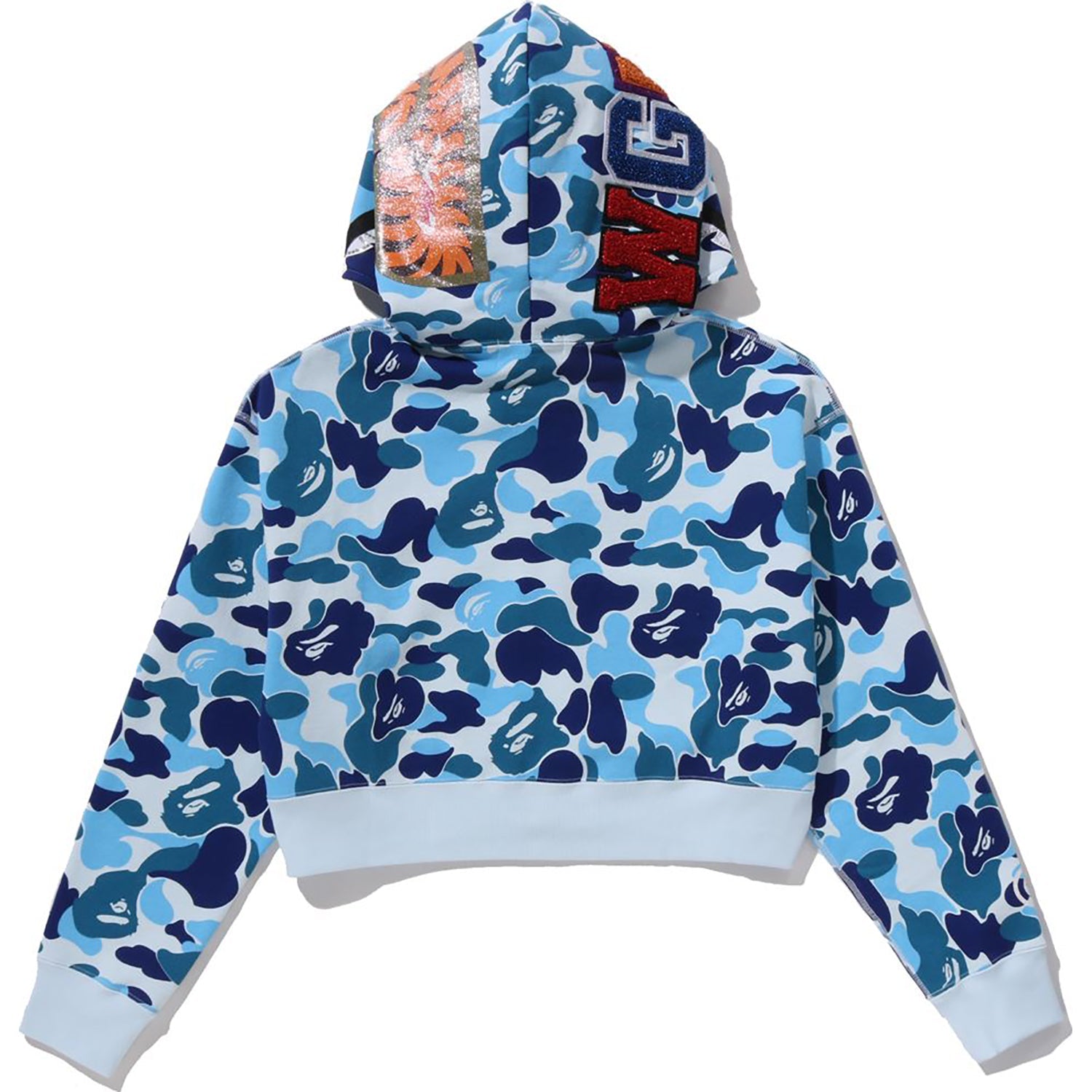 Оригінальна Abc Camo Crystal Stone Shark Cropped Full Zip Hoodie Ladies A bathing ape – вид ззаду