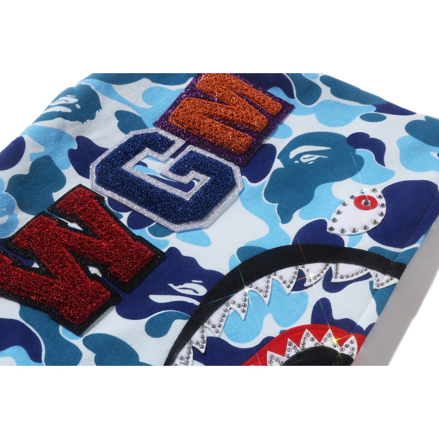 Оригінальна Abc Camo Crystal Stone Shark Cropped Full Zip Hoodie Ladies A bathing ape – збільшений вид