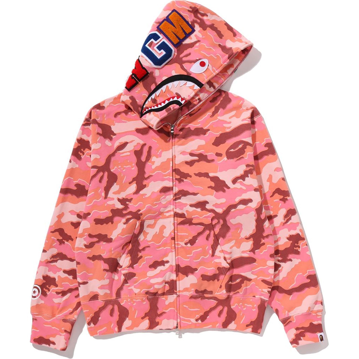 Glitch Woodland Camo Shark Full Zip Hoodie Ladies A bathing ape оригінал – Купити в Україні – боковий вид
