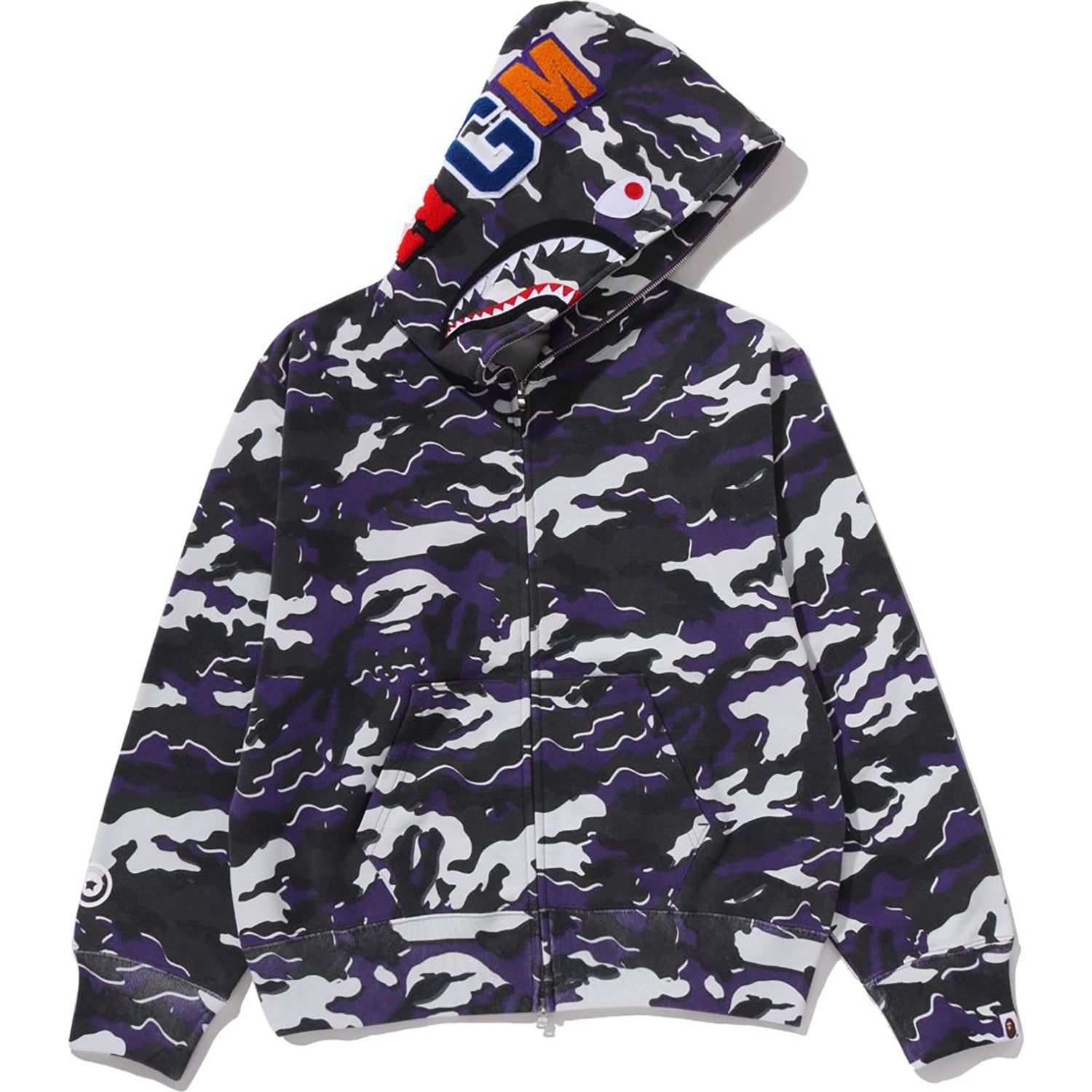 Glitch Woodland Camo Shark Full Zip Hoodie Ladies A bathing ape оригінал – Купити в Україні – збільшений вид