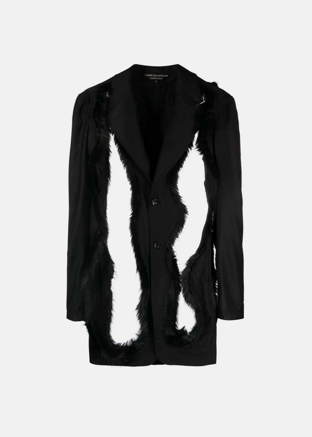 Black Faux Fur-Embellished Single-Breasted Blazer Comme des garcons оригінал – Купити в Україні – боковий вид