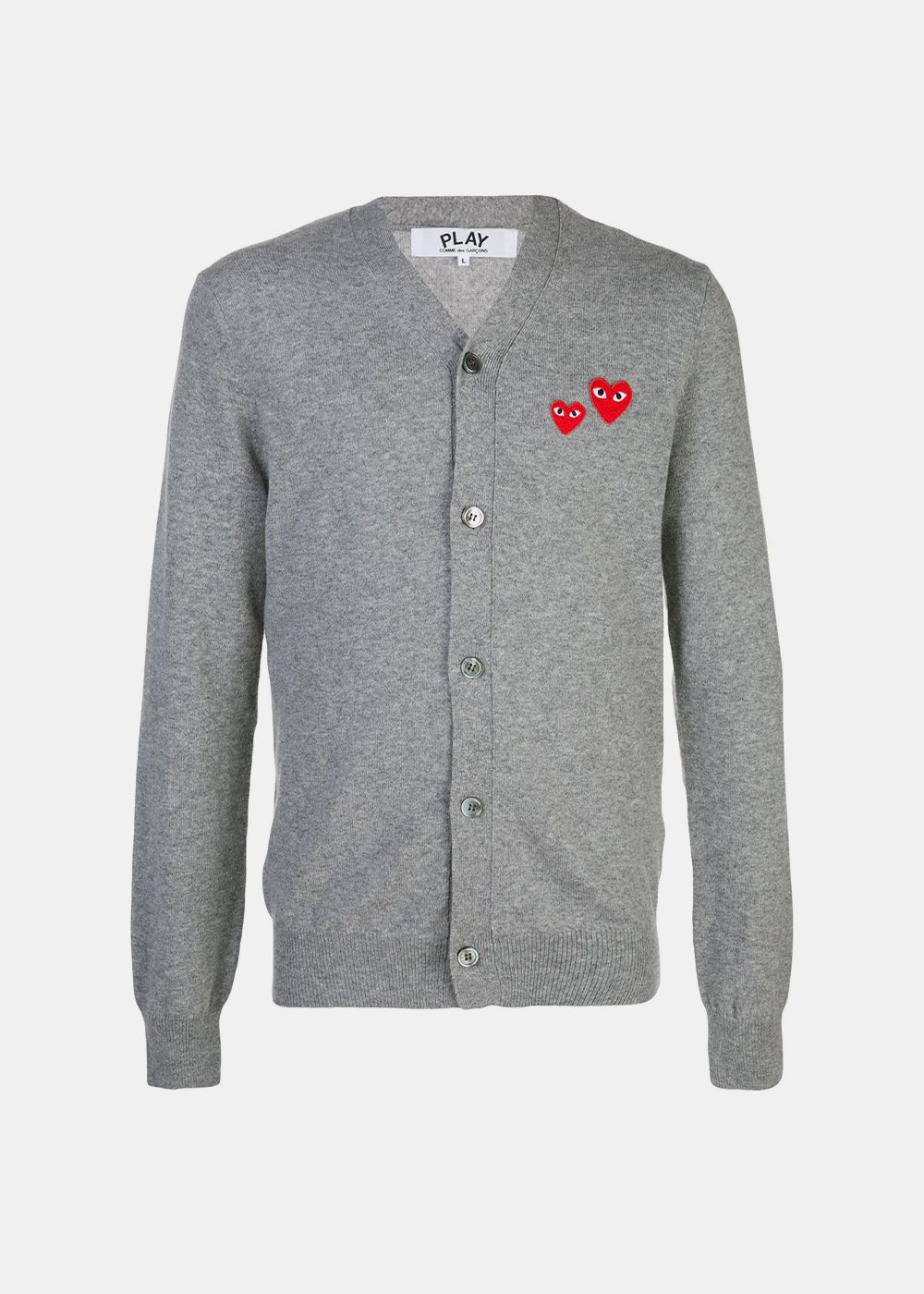 Grey & Red Heart Patch Cardigan Comme des garcons оригінал – Купити в Україні – боковий вид