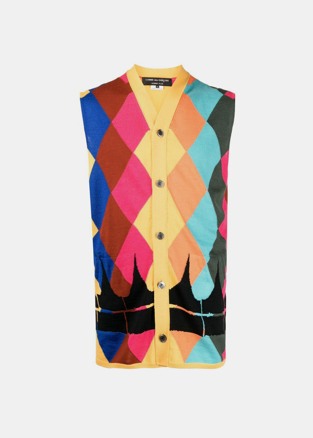 Multicolor Argyle Sleeveless Cardigan Comme des garcons – Гарантія оригінальності – боковий вид