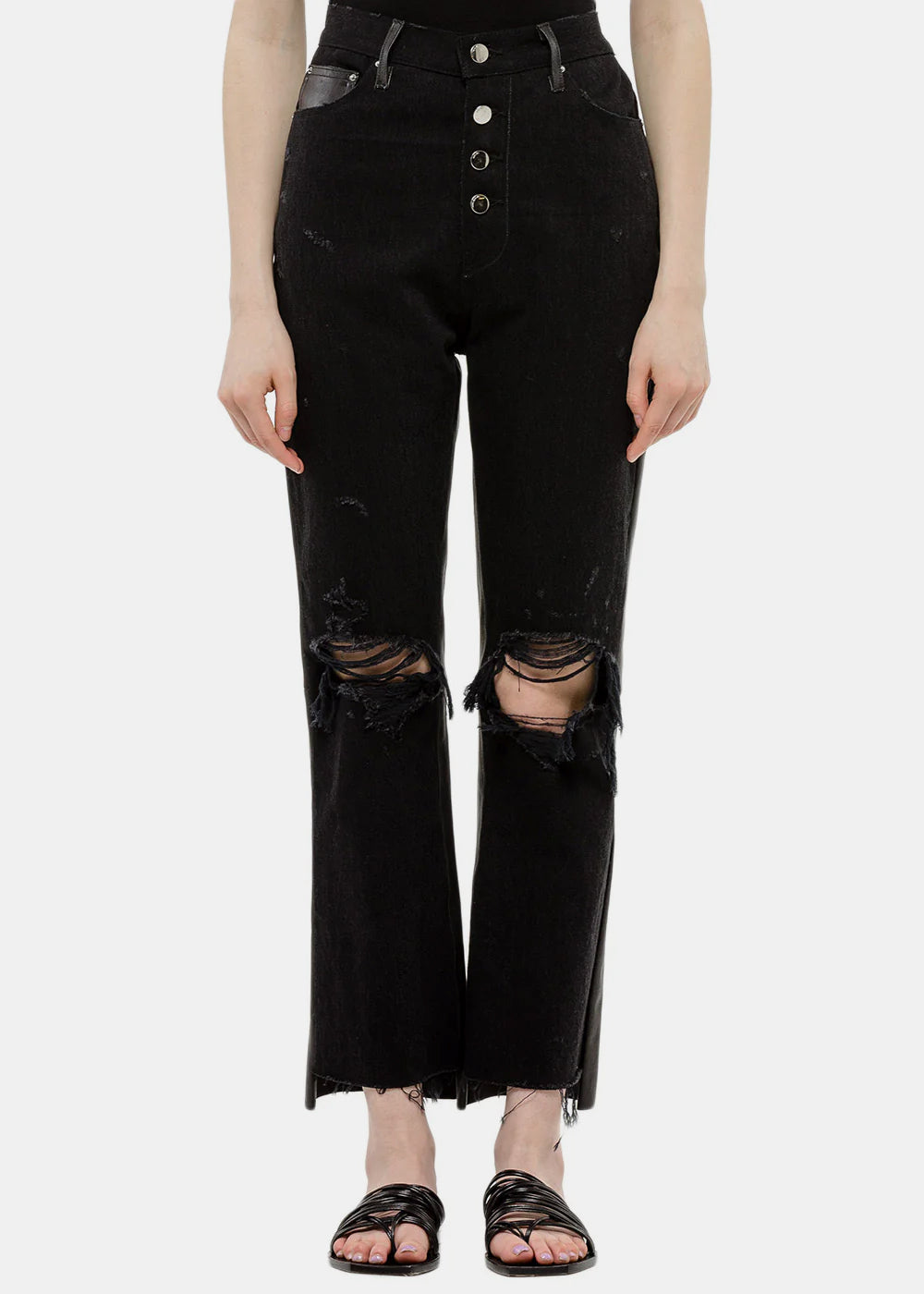 Black Leather Denim Jeans Amiri – Гарантія оригінальності – боковий вид