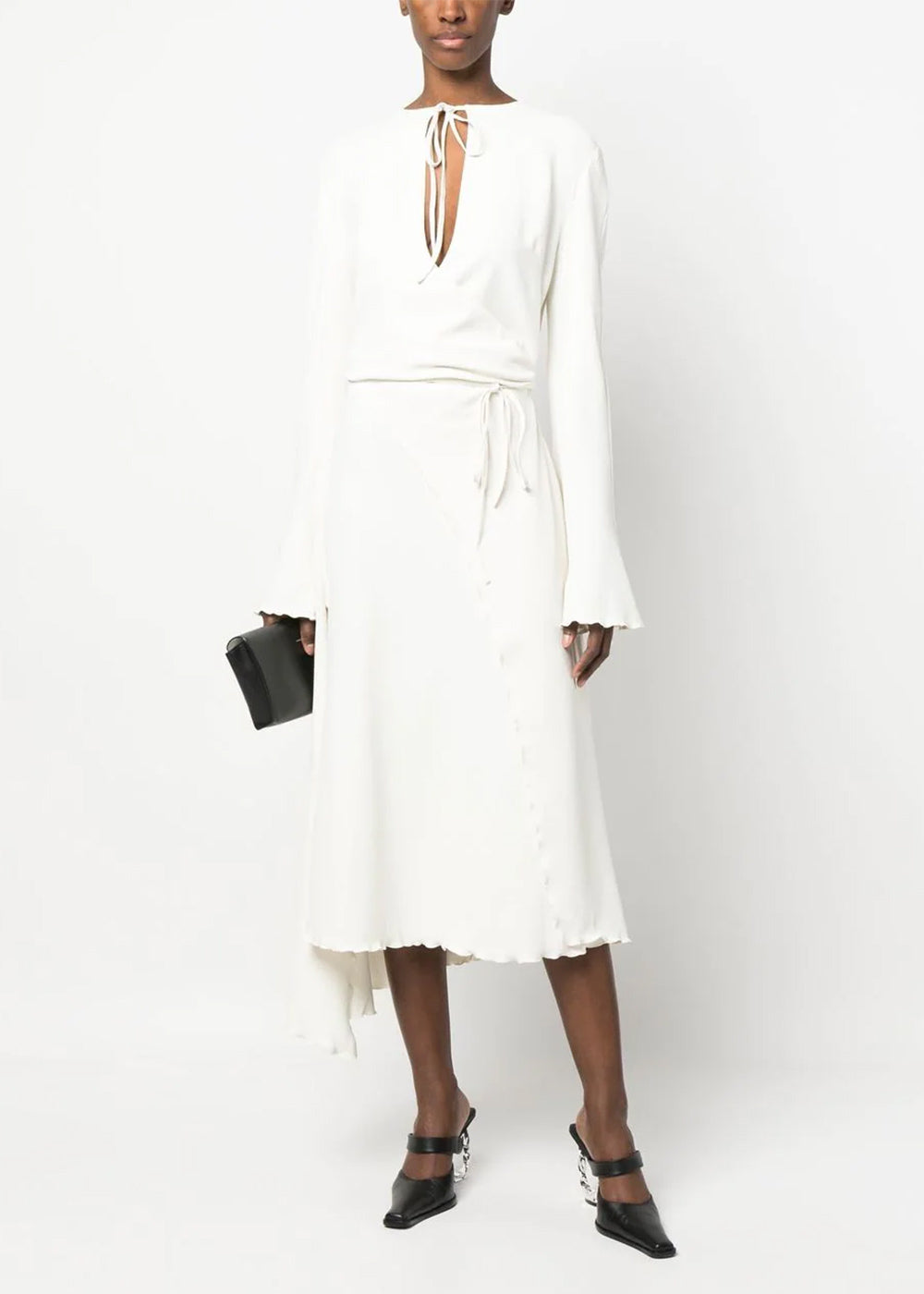 Оригінальна White Asymmetric Wrap Dress Acne studios – вид ззаду