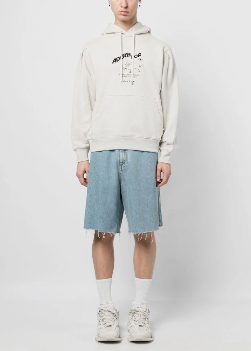 Оригінальна Oatmeal Logo-Print Hoodie Ader error – збільшений вид