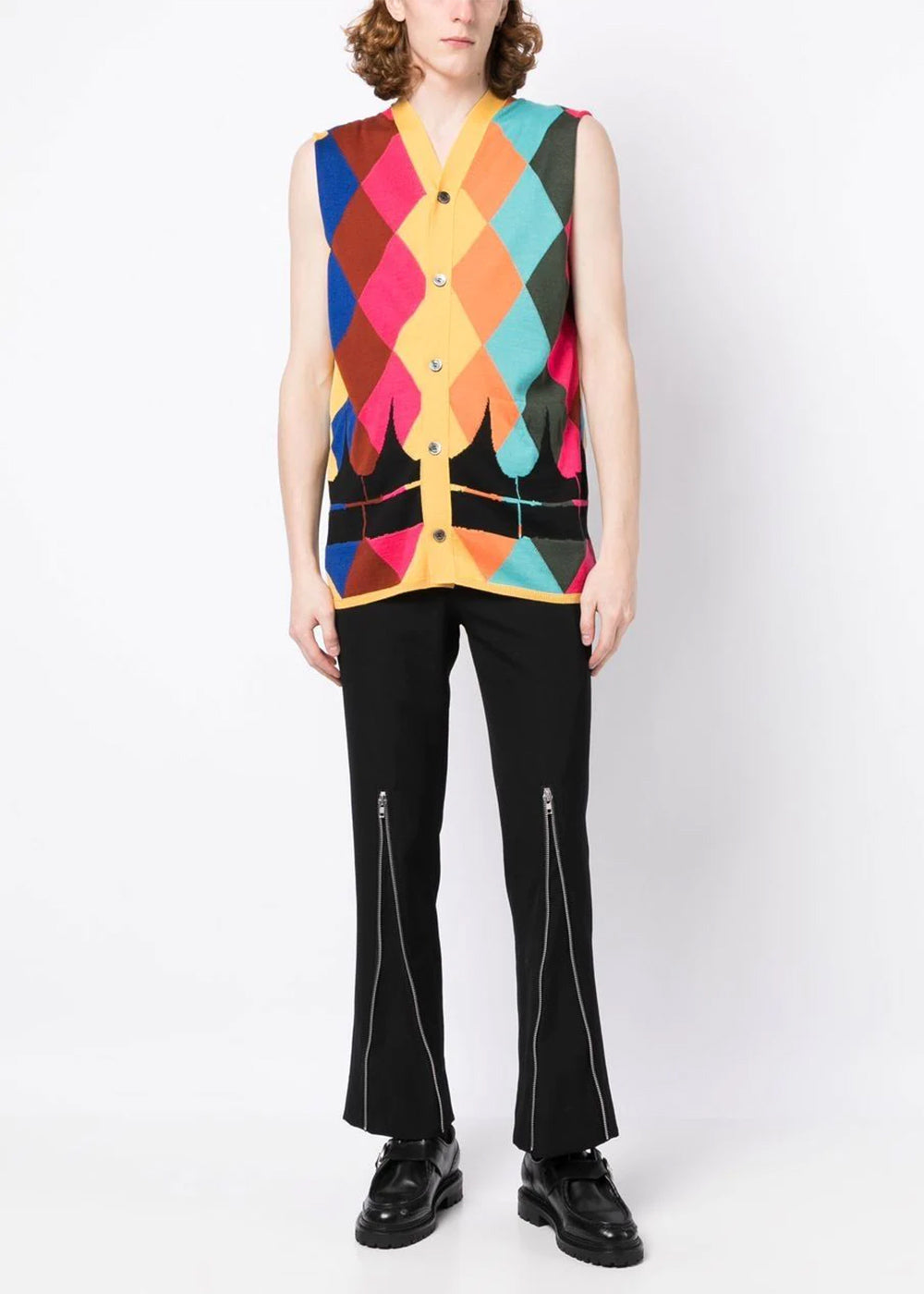 Multicolor Argyle Sleeveless Cardigan Comme des garcons – Гарантія оригінальності – вид ззаду