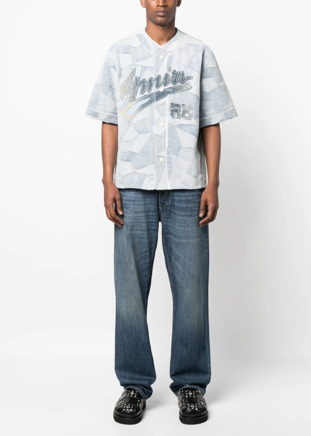 Blue Patchwork Baseball Shirt Amiri оригінал – Купити в Україні – вид ззаду