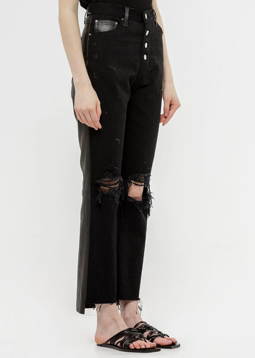 Black Leather Denim Jeans Amiri – Гарантія оригінальності – вид ззаду