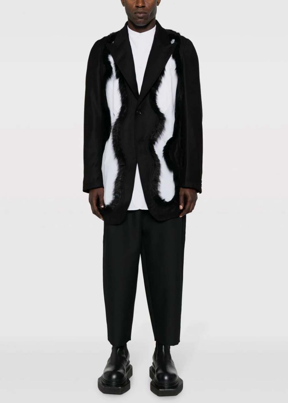 Black Faux Fur-Embellished Single-Breasted Blazer Comme des garcons оригінал – Купити в Україні – збільшений вид