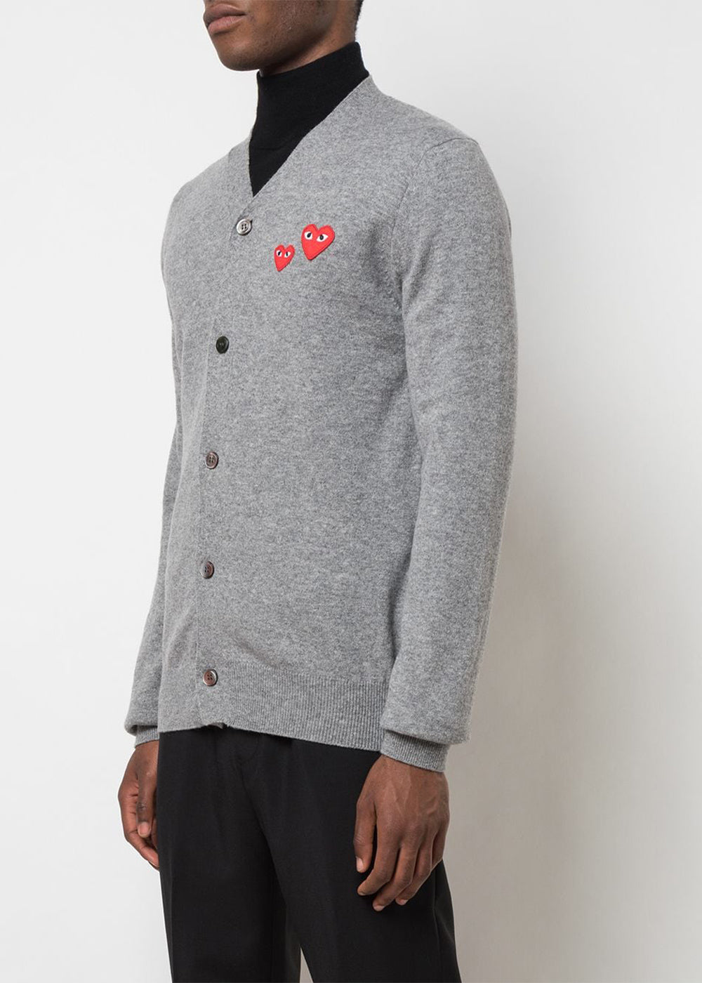 Grey & Red Heart Patch Cardigan Comme des garcons оригінал – Купити в Україні – вид ззаду