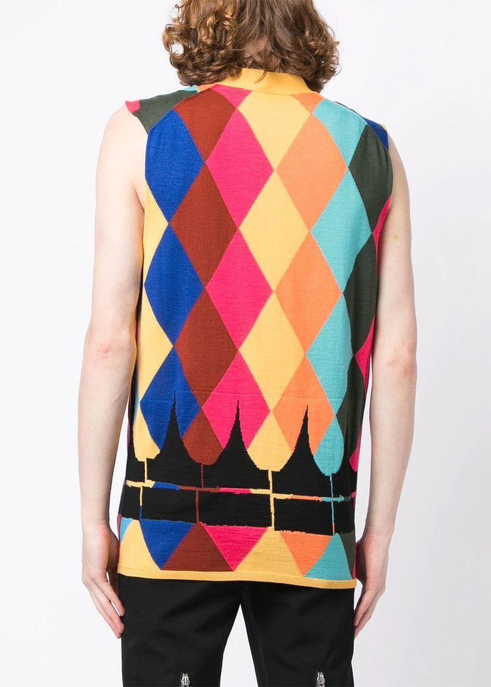 Multicolor Argyle Sleeveless Cardigan Comme des garcons – Гарантія оригінальності – детальний вид
