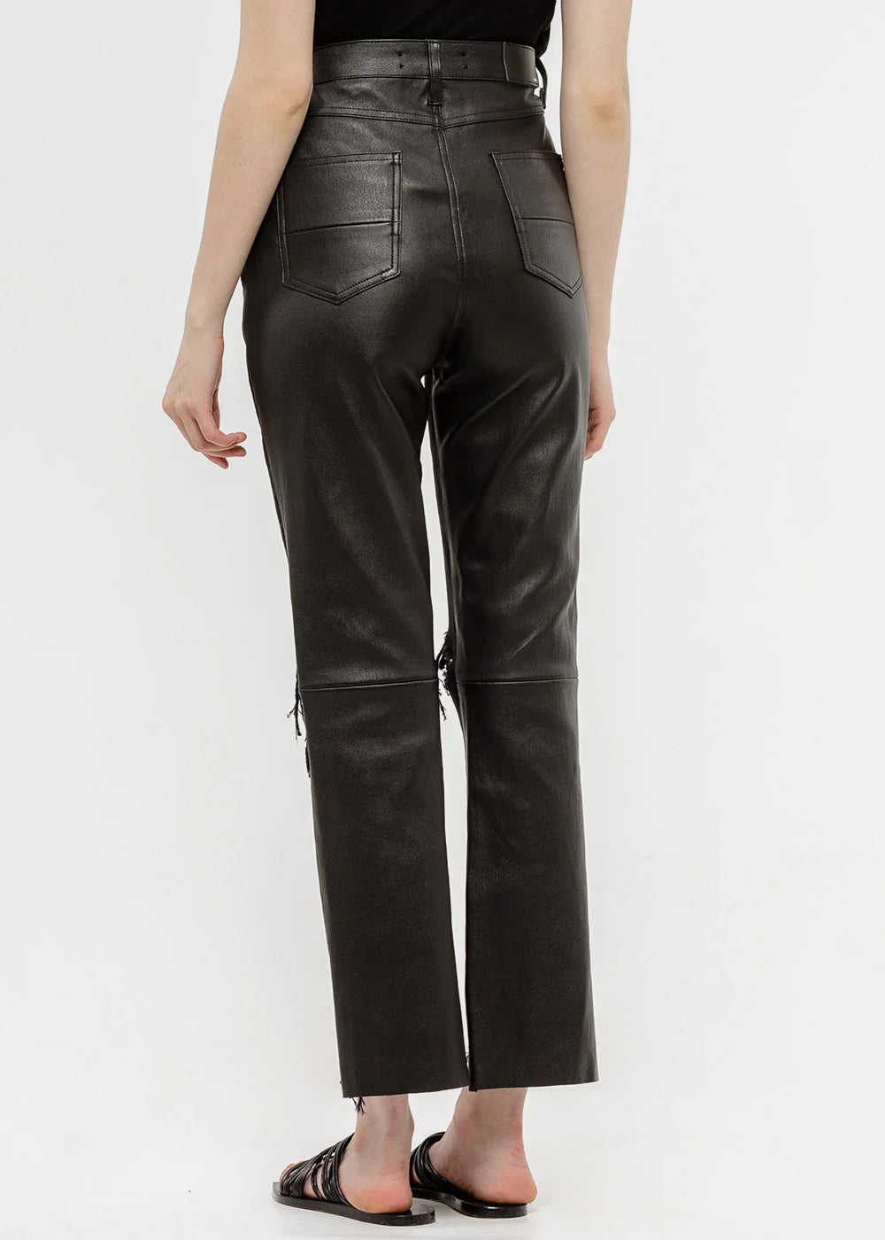 Black Leather Denim Jeans Amiri – Гарантія оригінальності – детальний вид