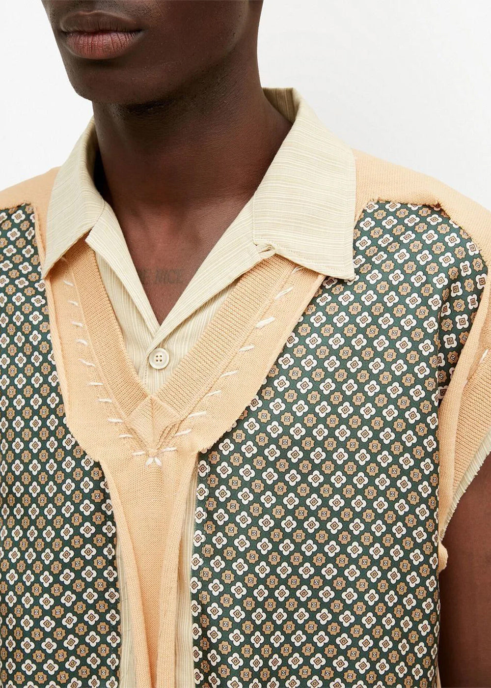 Yellow Geometric-Print Panelled Vest Maison margiela – Гарантія оригінальності – збільшений вид