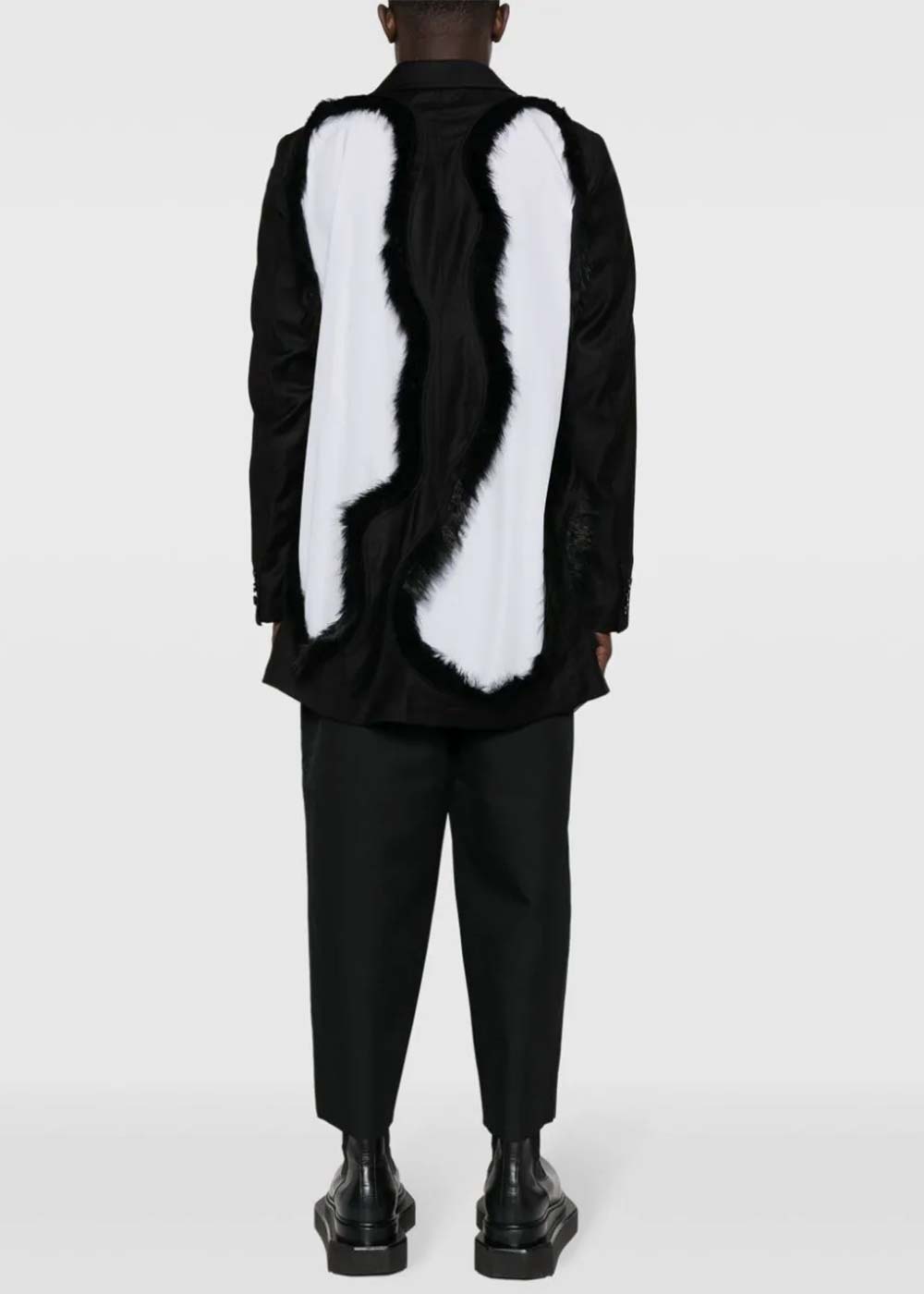 Black Faux Fur-Embellished Single-Breasted Blazer Comme des garcons оригінал – Купити в Україні – детальний вид