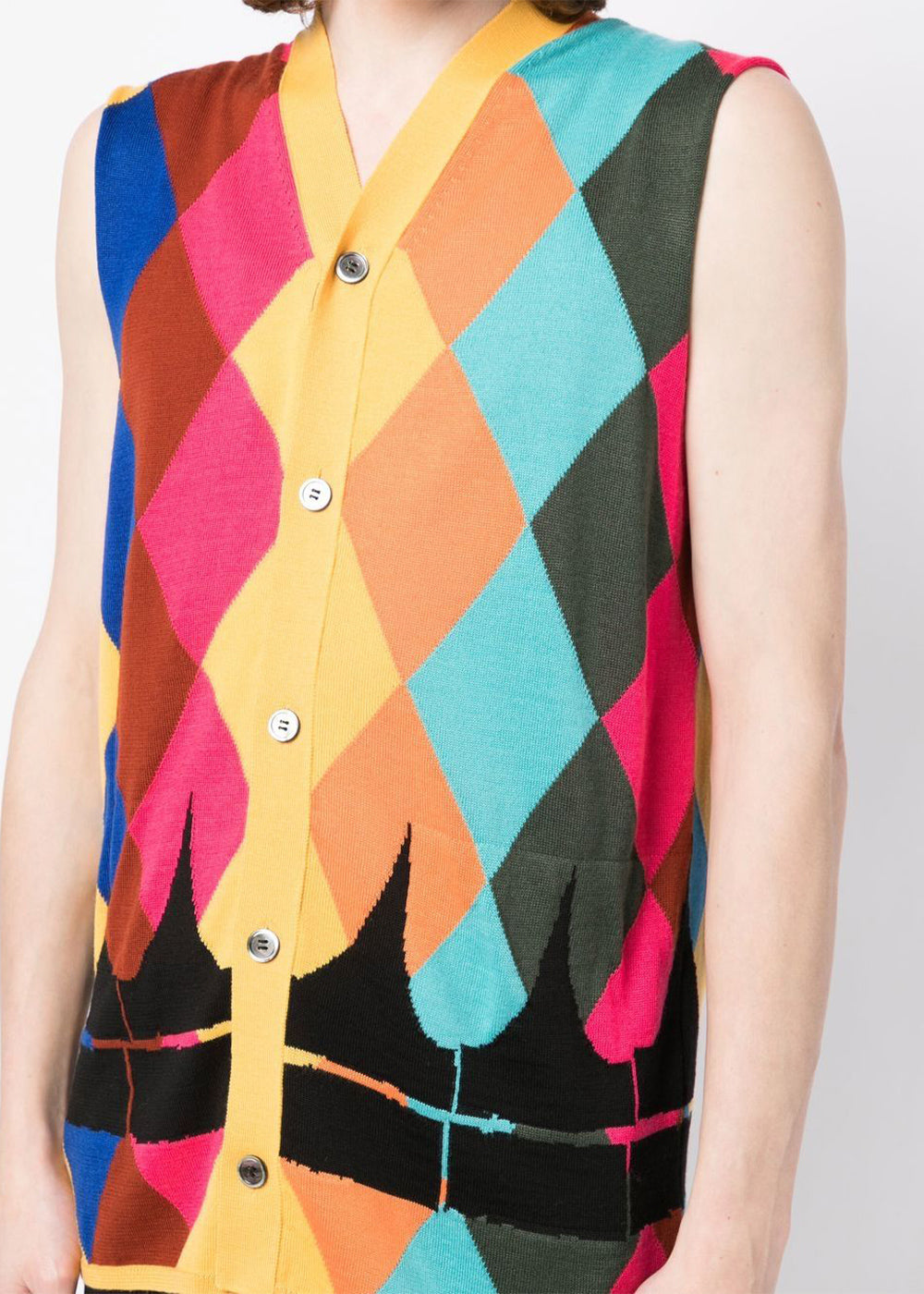 Multicolor Argyle Sleeveless Cardigan Comme des garcons – Гарантія оригінальності – збільшений вид