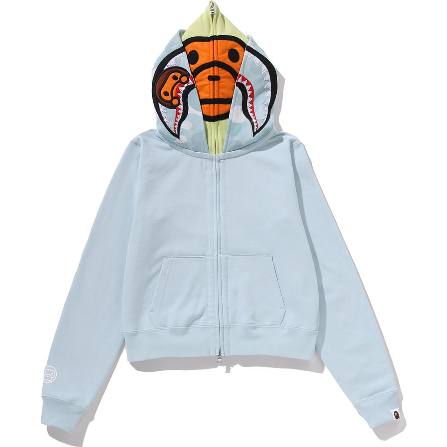 Оригінальна Milo Shark Cropped Full Zip Double Hoodie Ladies A bathing ape – боковий вид