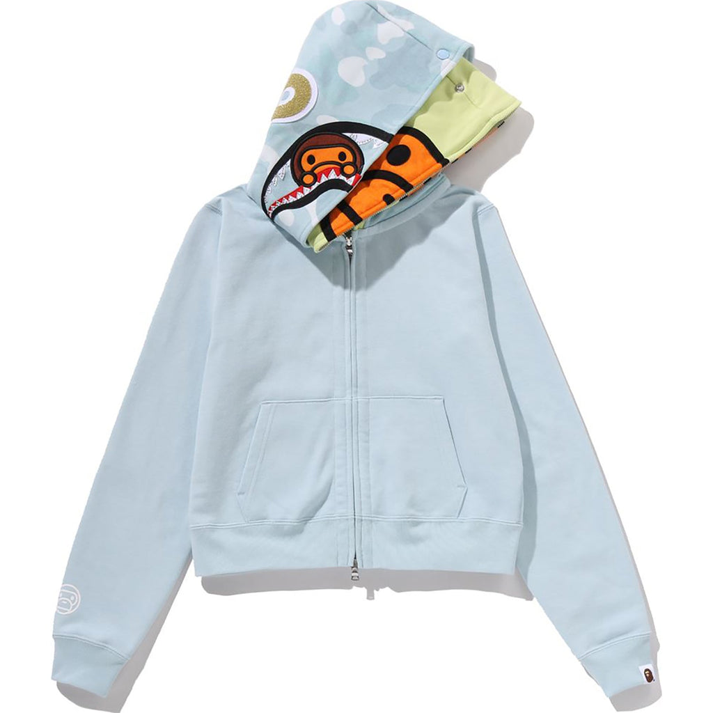 Оригінальна Milo Shark Cropped Full Zip Double Hoodie Ladies A bathing ape – вид ззаду
