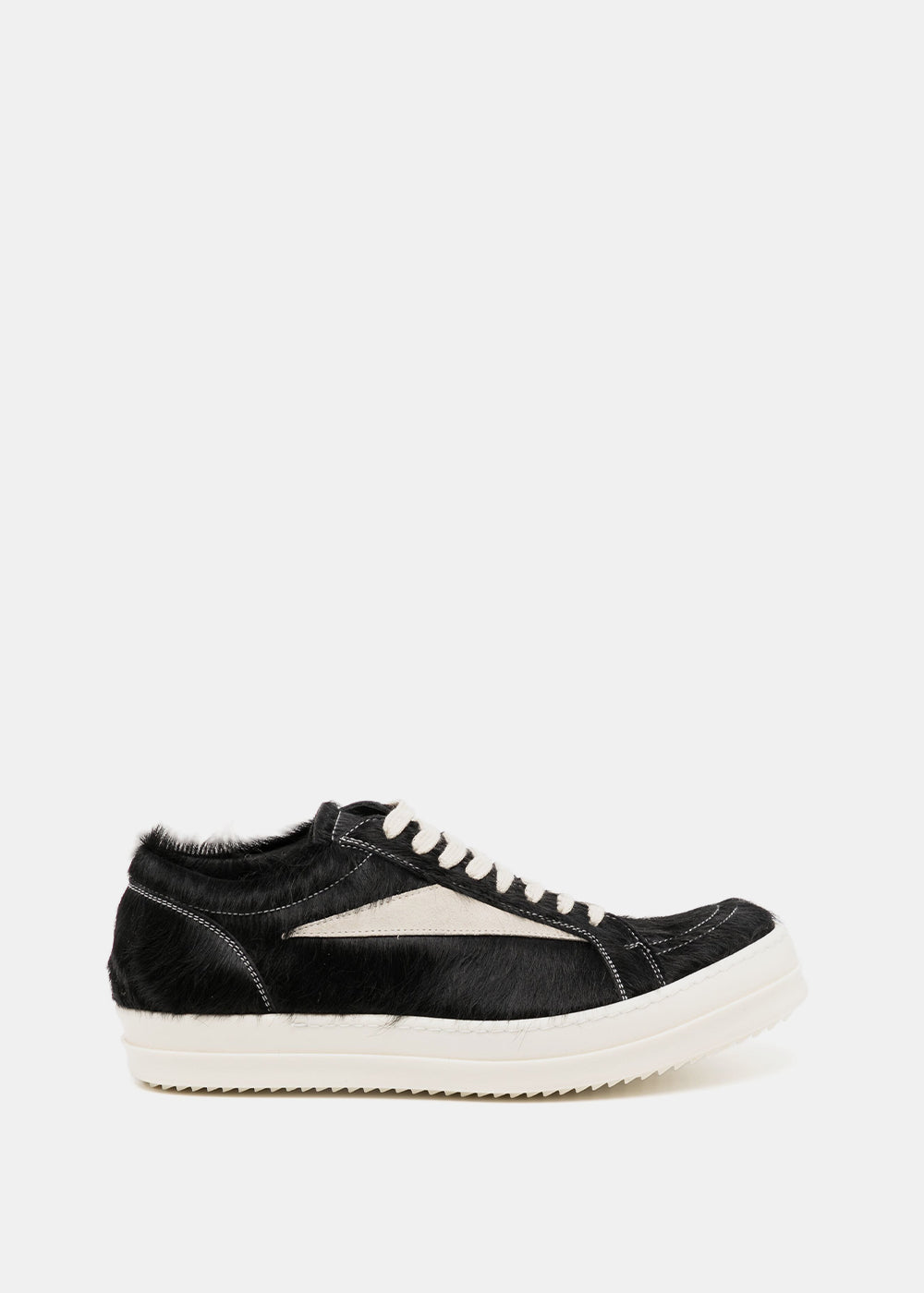 Black Vintage Low-Top Pony Hair Sneakers Rick owens оригінал – Купити в Україні – боковий вид