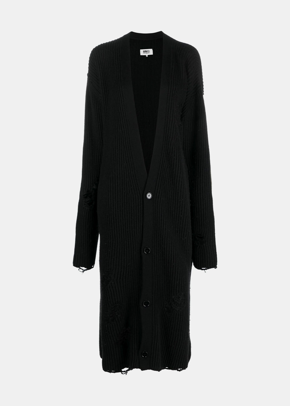 Оригінальна Black Distressed Knitted Cardi-Coat Maison margiela – боковий вид