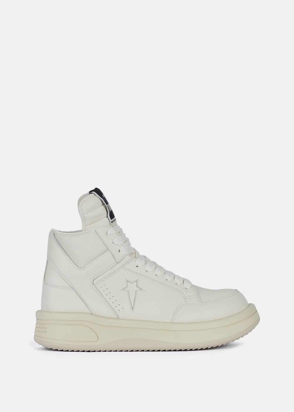Оригінальна White Turbowpn High Top Sneaker Rick owens – боковий вид
