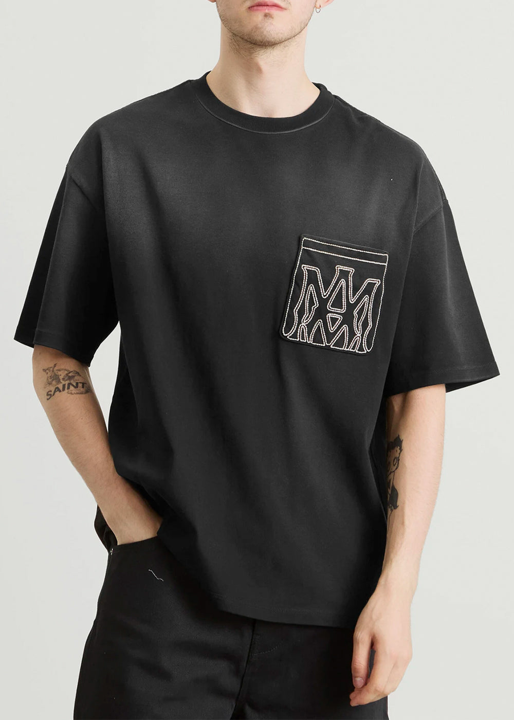 Оригінальна Black Ma Outline Oversized T-Shirt Amiri – вид ззаду