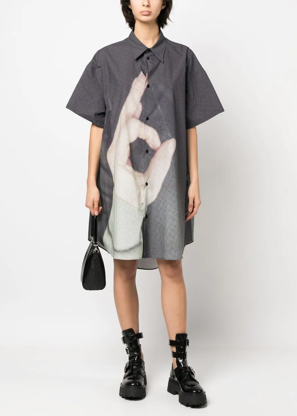 Оригінальна Grey Hand-Print Shirt-Dress Maison margiela – вид ззаду