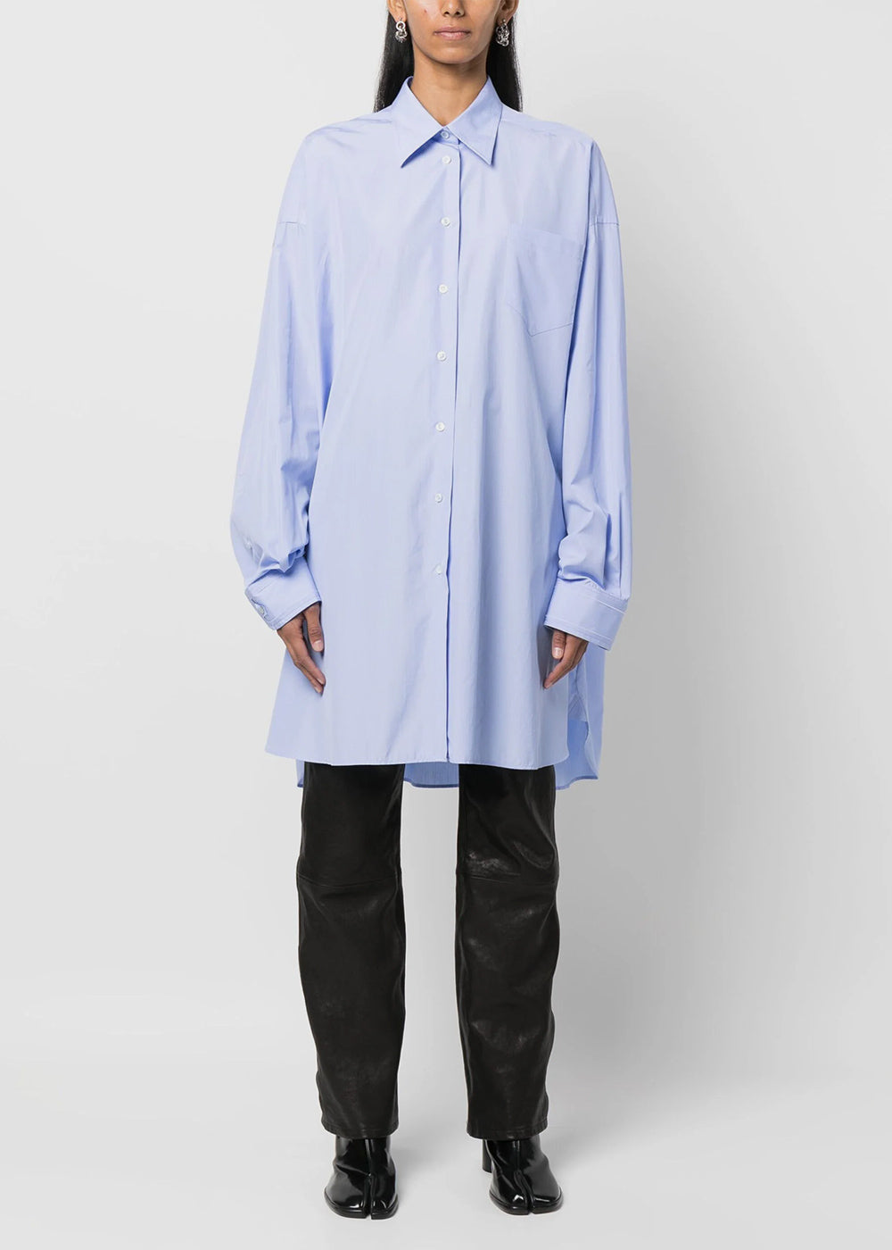 Light Blue Longline Poplin Shirt Maison margiela – Гарантія оригінальності – вид ззаду