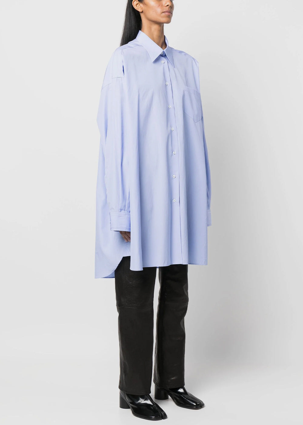 Light Blue Longline Poplin Shirt Maison margiela – Гарантія оригінальності – детальний вид