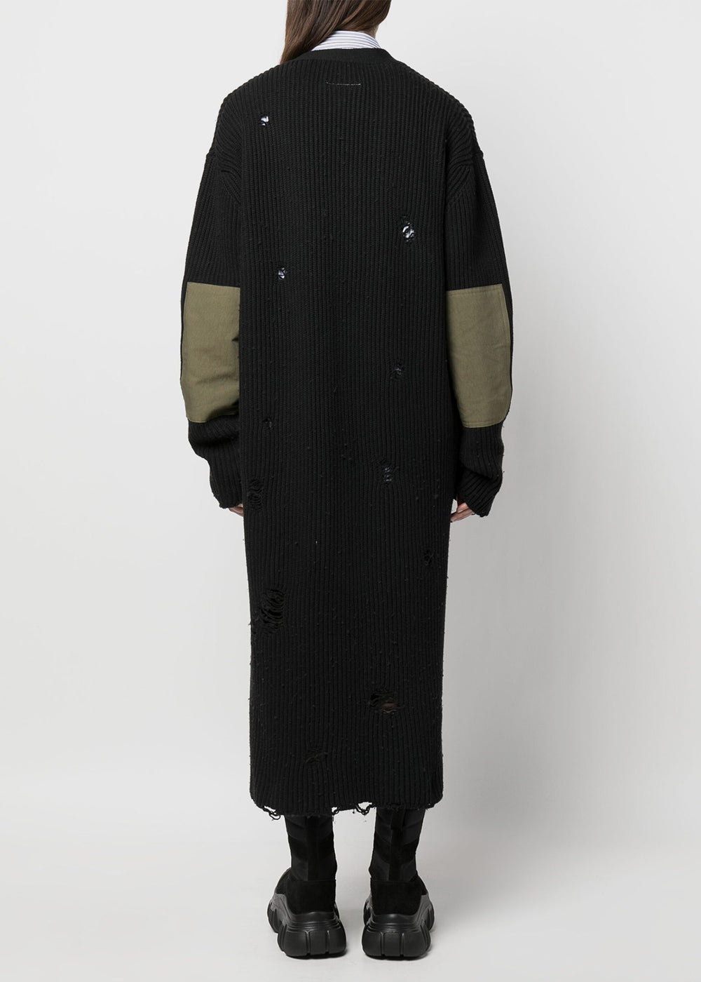 Оригінальна Black Distressed Knitted Cardi-Coat Maison margiela – збільшений вид