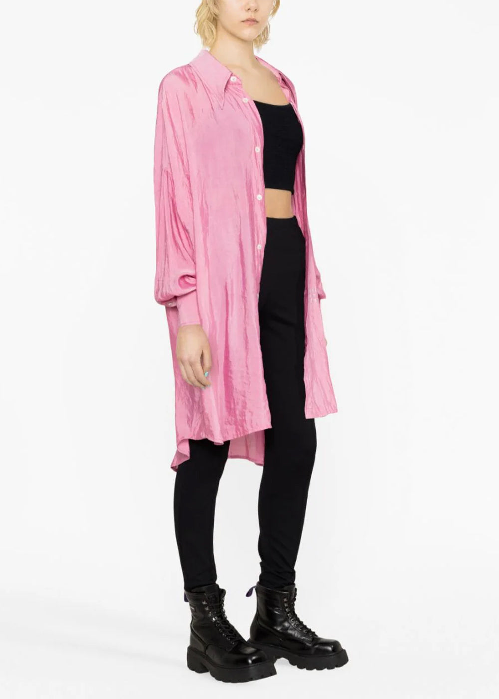 Оригінальна Pink Logo-Print Long Shirt Maison margiela – збільшений вид
