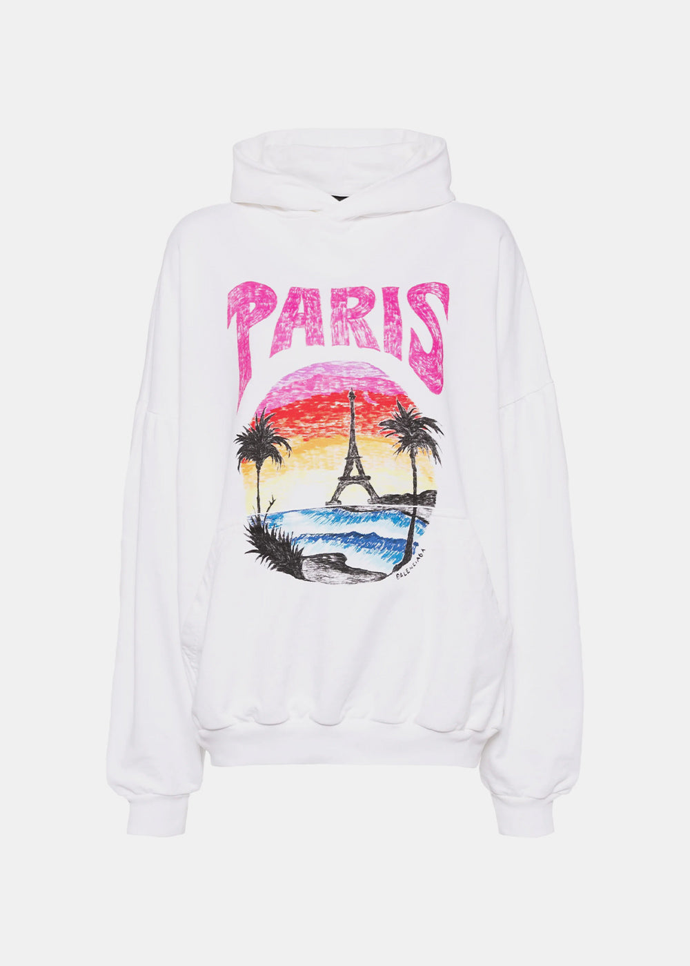 White Paris Tropical Hoodie Balenciaga – Гарантія оригінальності – боковий вид
