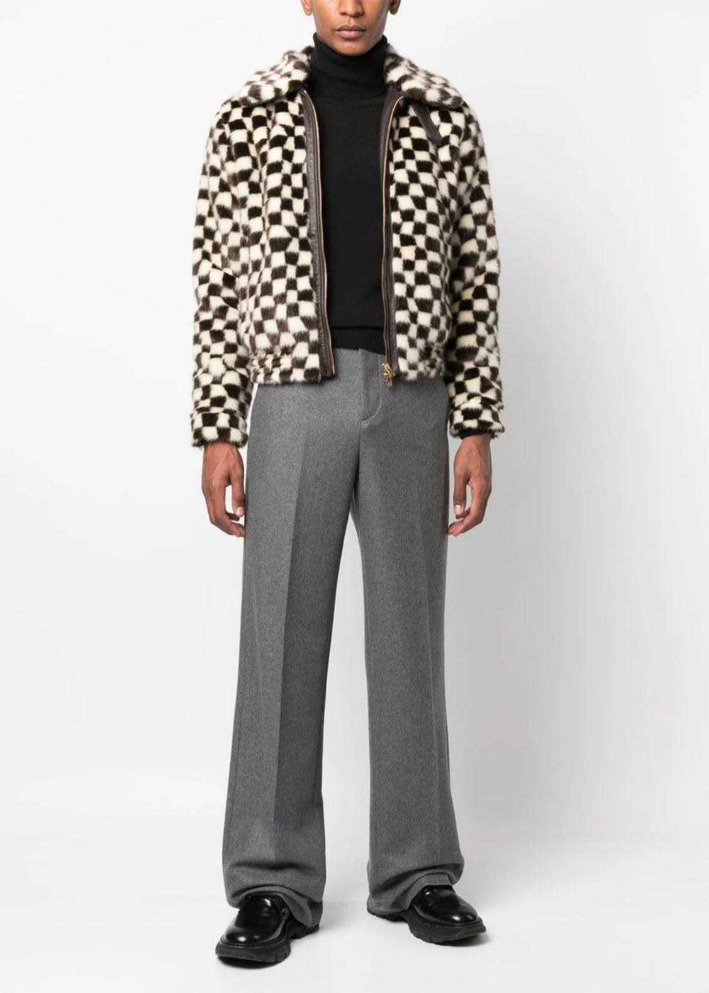 Оригінальна Black & White Checked Faux Fur Blouson Jacket Amiri – вид ззаду